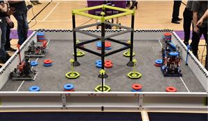 Robots competing in ring